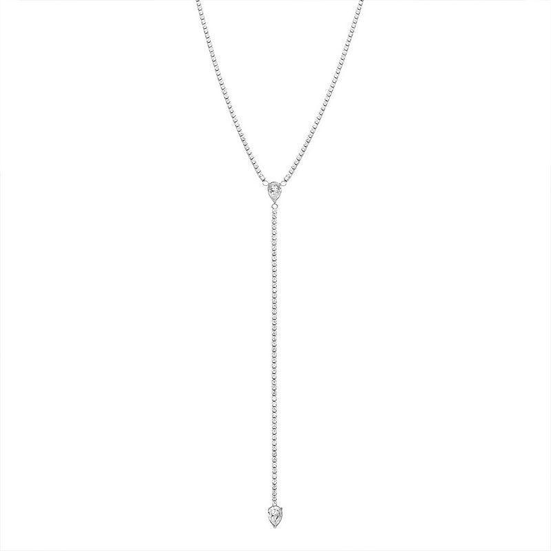 Adornia Crystal Y Necklace, Womens, Silver Tone Product Image