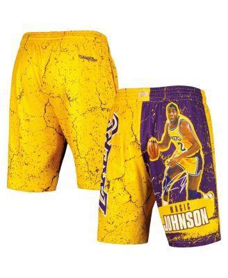 Mens Mitchell & Ness Magic Johnson Gold Los Angeles Lakers Hardwood Classics Player Burst Shorts Product Image