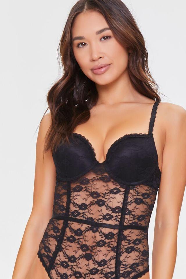 Floral Lace Mesh Lingerie Bodysuit | Forever 21 Product Image