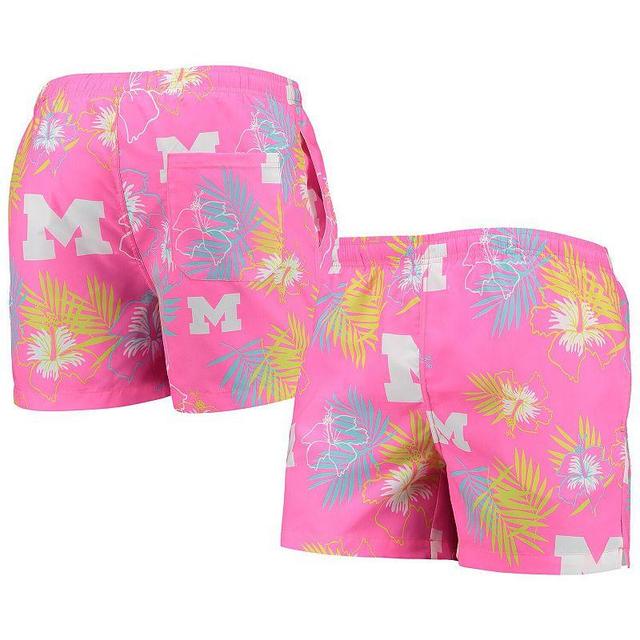 Mens FOCO Michigan Wolverines Neon Floral Swim Trunks Product Image