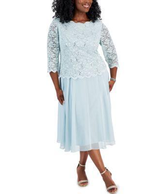 Plus Size Sequined Lace A-Line Dress Product Image