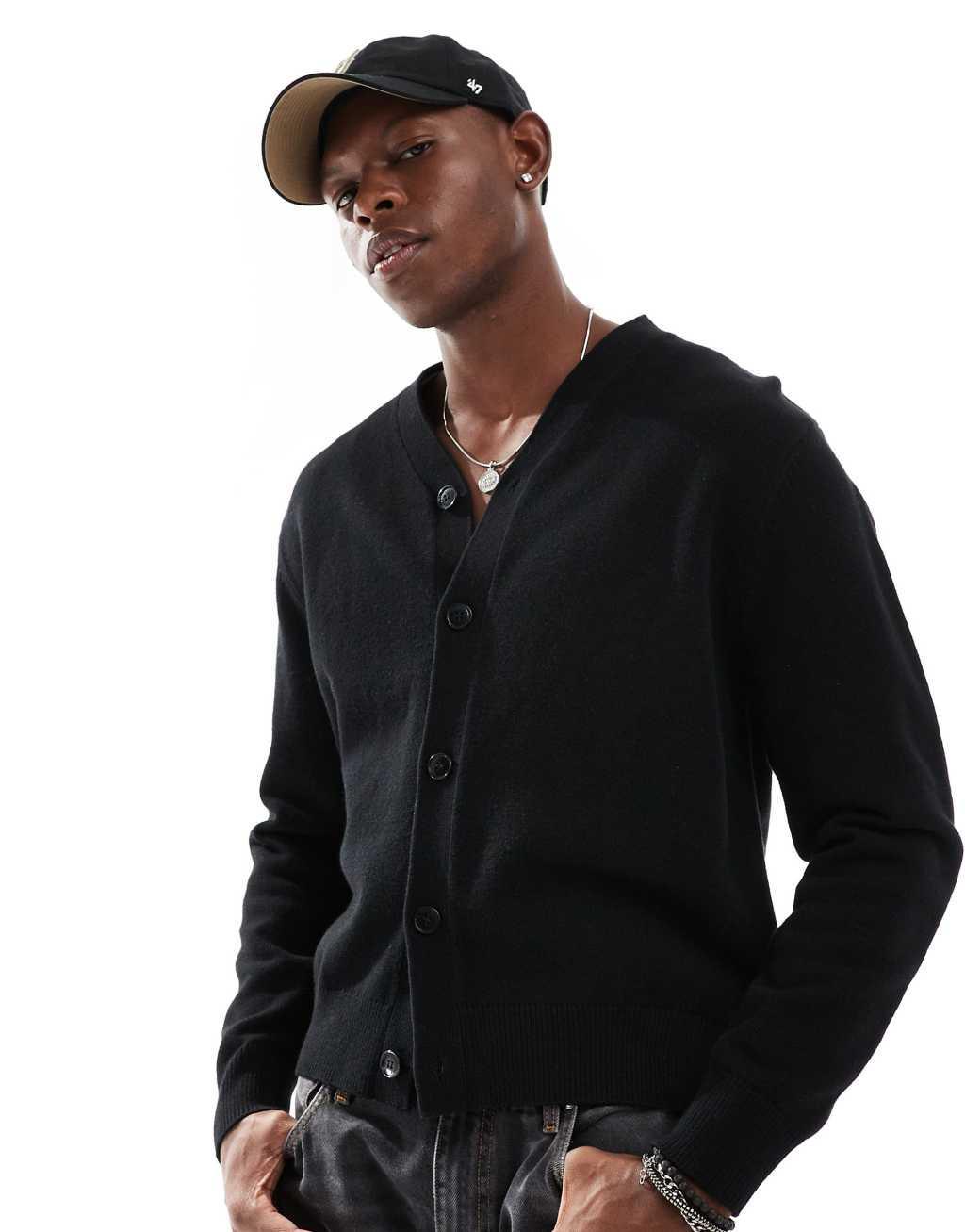 Weekday Ronnie cardigan in black Product Image