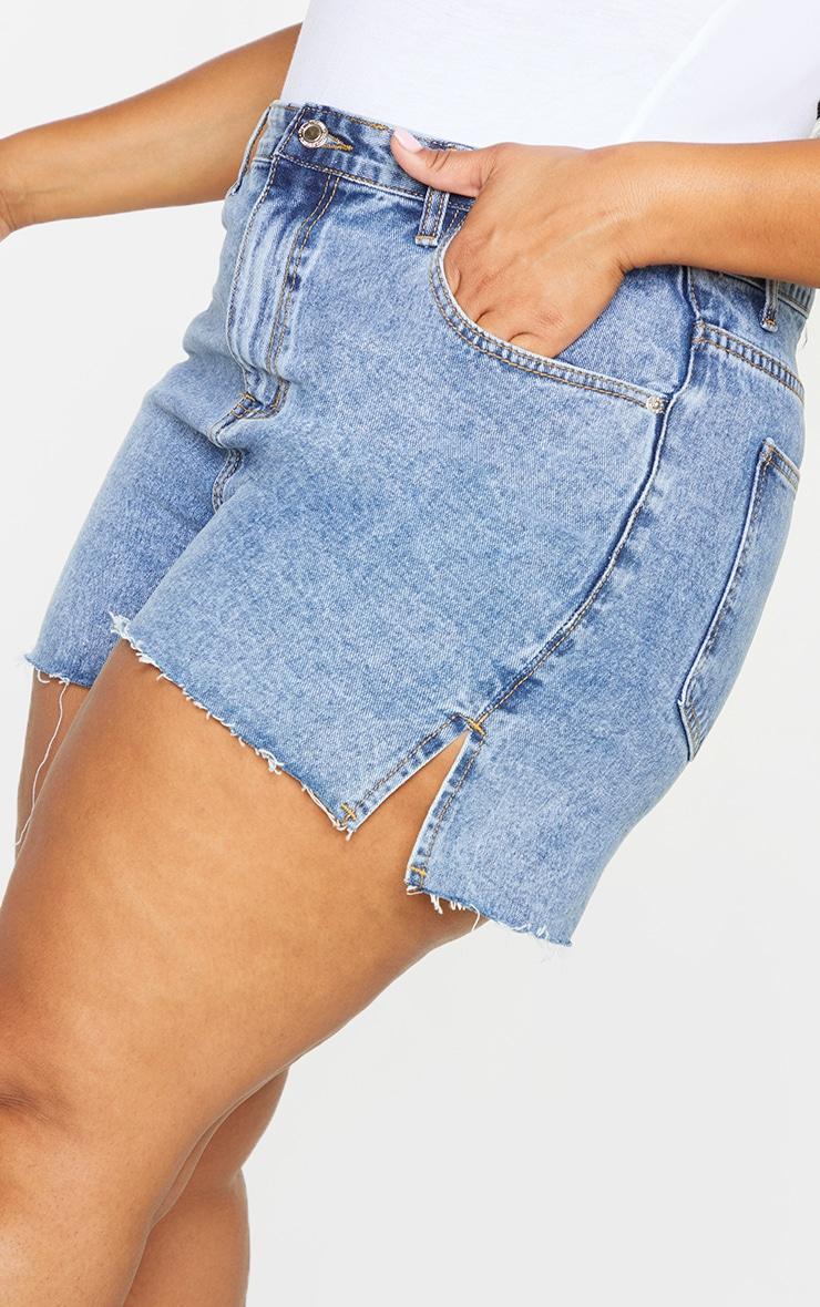 Plus Vintage Wash Split Hem Mom Shorts Product Image