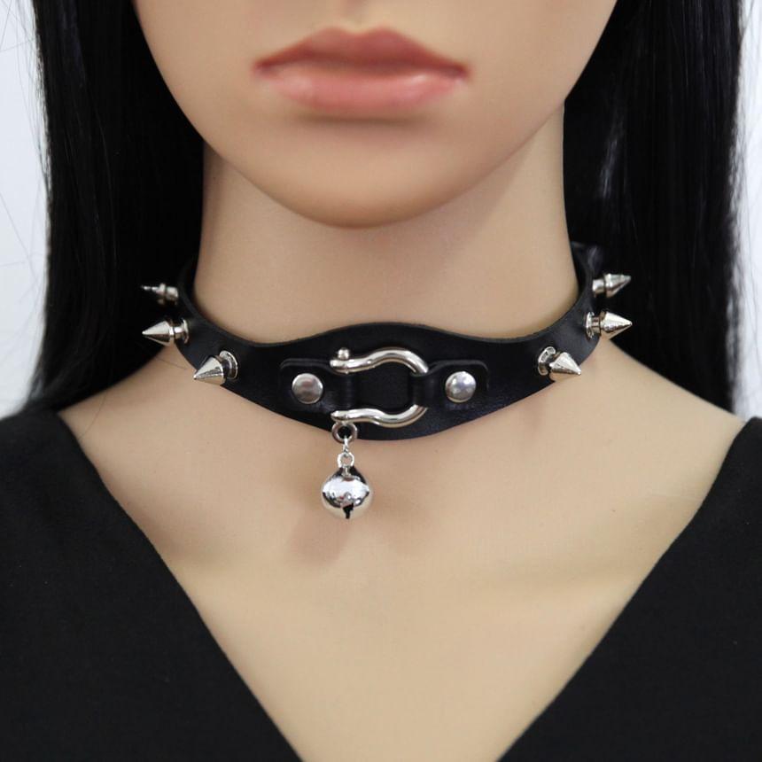 Studded Faux Leather Choker Product Image