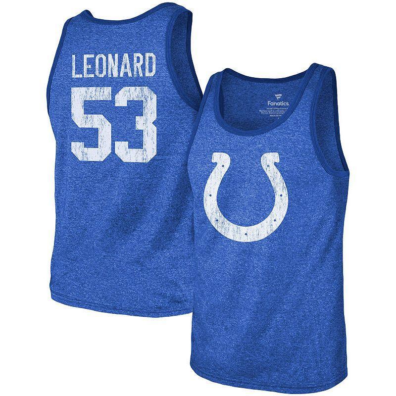 Mens Fanatics Branded Darius Leonard Royal Indianapolis Colts Name & Number Tri-Blend Tank Top Product Image