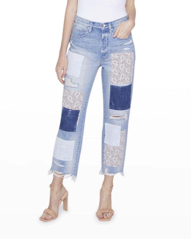 Paisley Patchwork Straight Leg Jeans Product Image