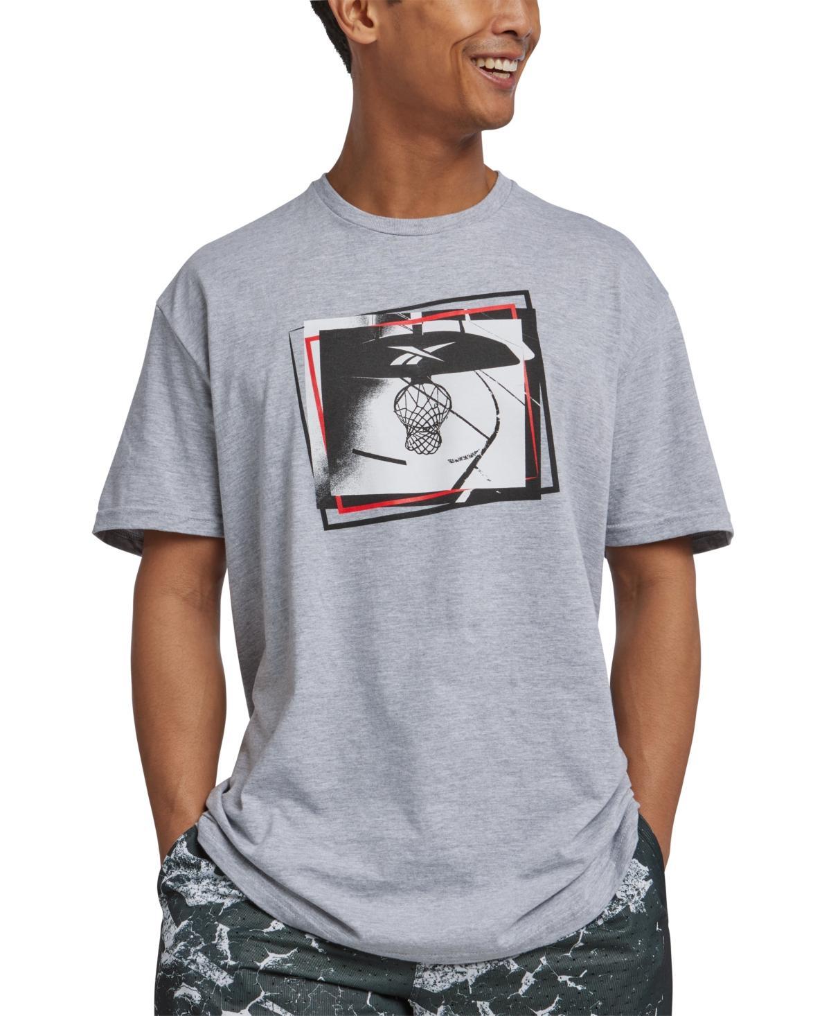 Reebok Mens B-Ball Hoop Graphic T-Shirt - Grey Heather/black Product Image