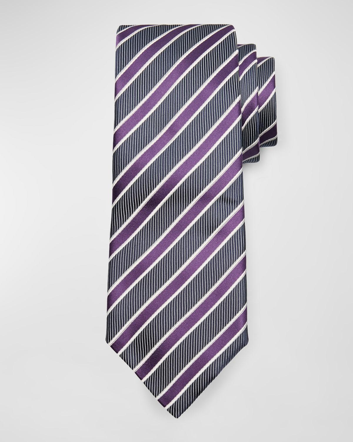 Mens Framed Stripe Cotton-Silk Tie Product Image