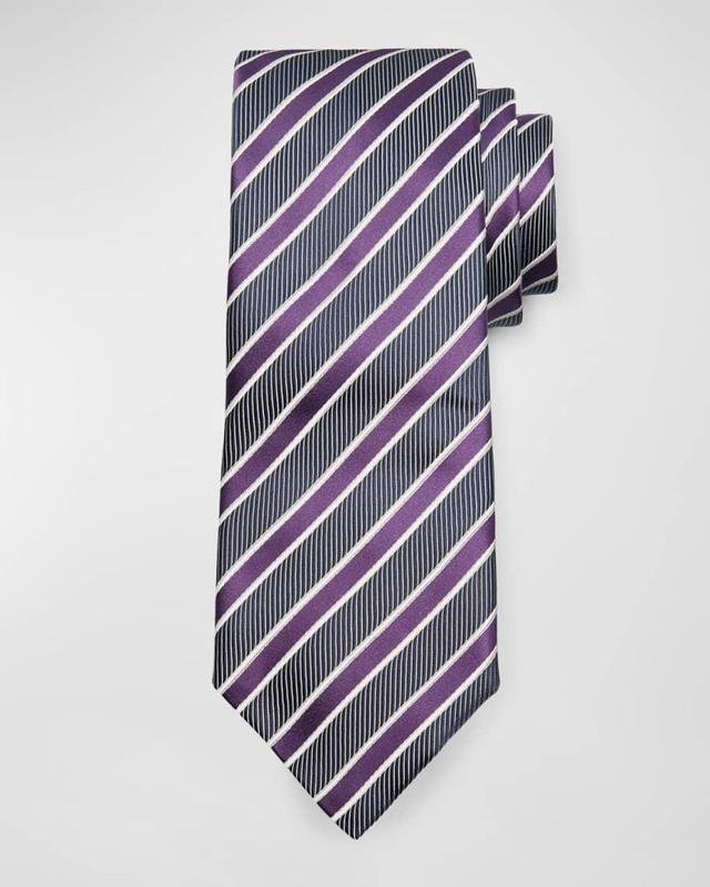 Men's Framed Stripe Cotton-Silk Tie Product Image