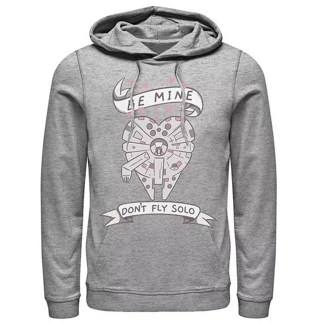 Mens Star Wars Valentines Day Be Mine Dont Fly Solo Ship Heart Hoodie Athletic Grey Product Image