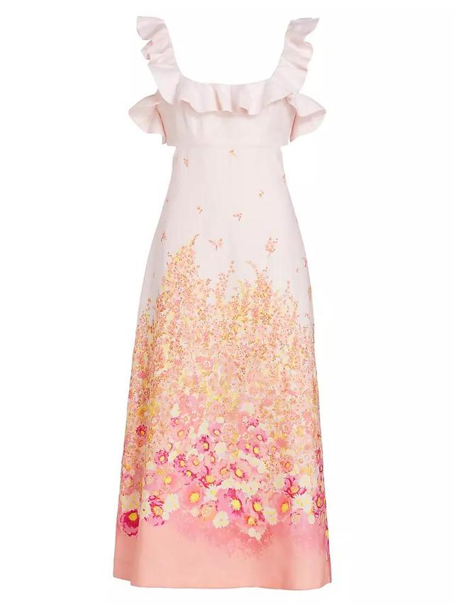 Ruffled Floral Midi-Dress Product Image