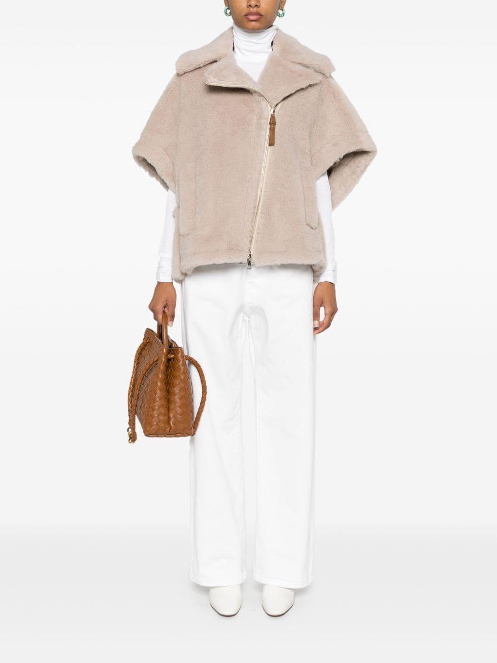 Shearling Cape In Neutrals Product Image