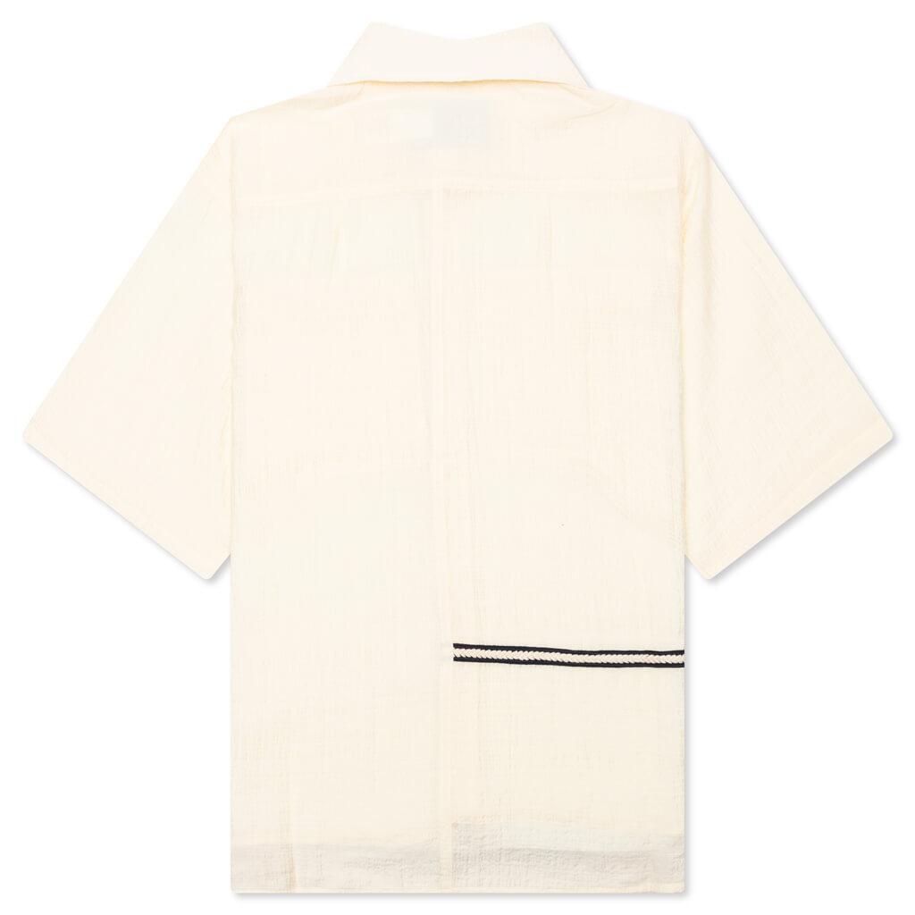 Weave Trim Button Up Shirt - Cream Male Product Image