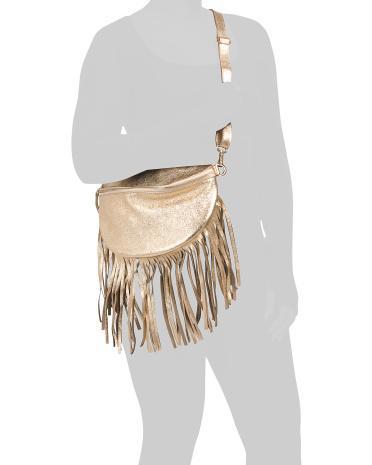 Leather Metallic Fringe Bum Bag for Women Product Image