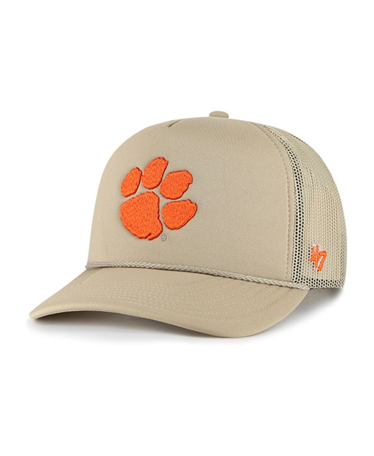 Mens 47 Khaki Clemson Tigers Foam Front Mesh Trucker Snapback Hat Product Image