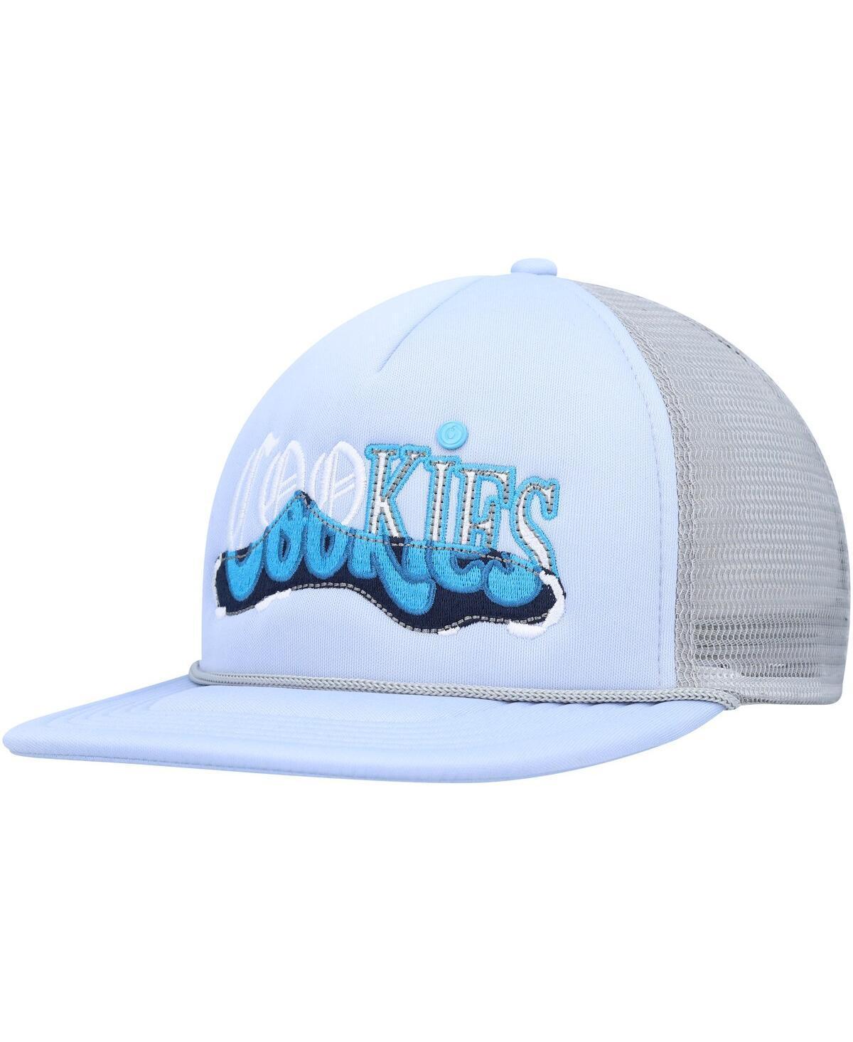 Mens Cookies Light Blue/Gray Upper Echelon Trucker Snapback Hat Product Image