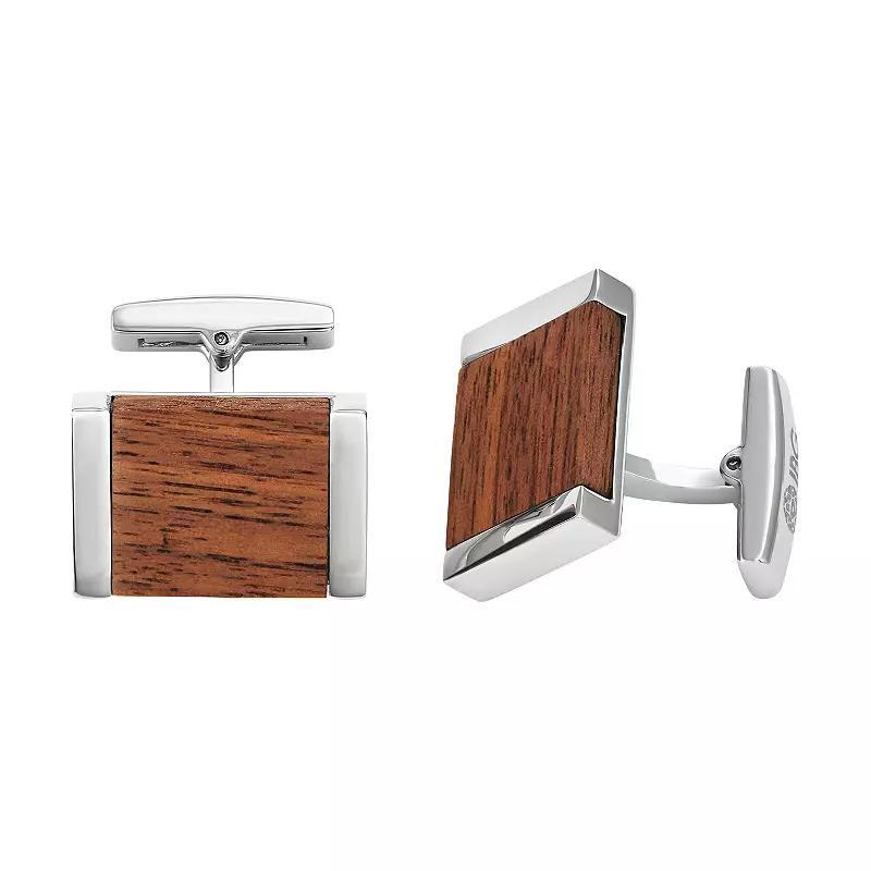 Mens Stainless Steel Walnut Wood Cuff Links Product Image