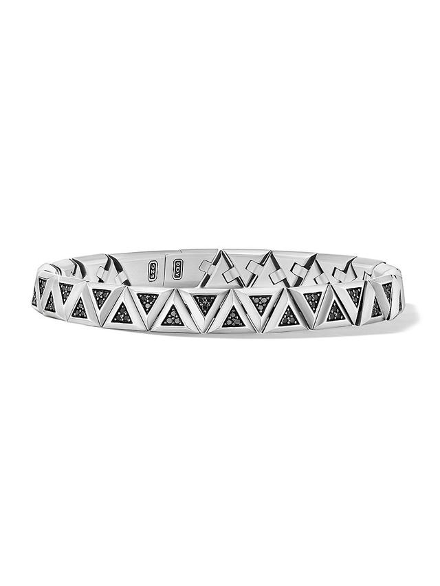 David Yurman Mens Faceted Link Triangle Bracelet in Sterling Silver with Black Diamonds Product Image