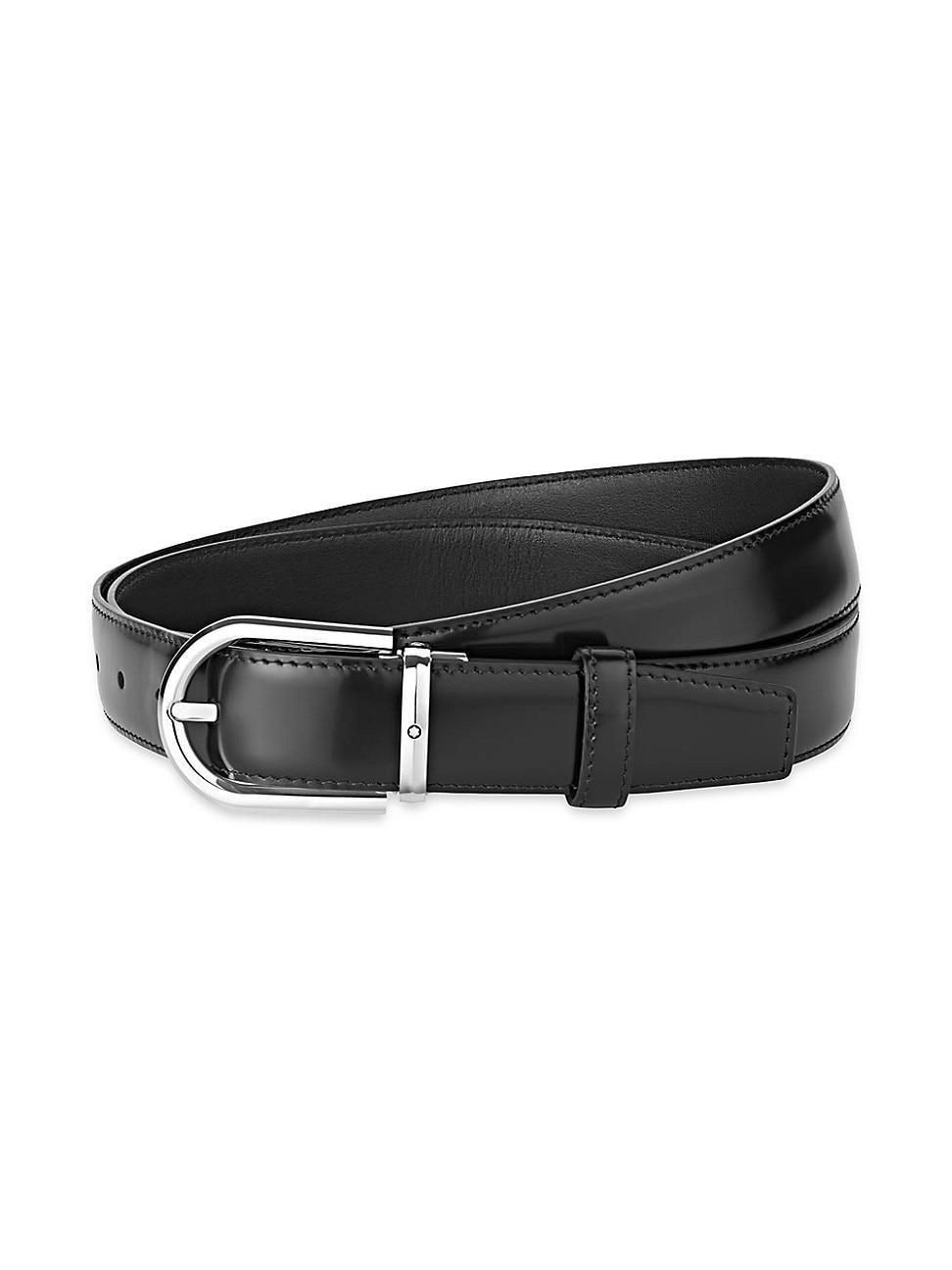 Mens Horseshoe Cut-to-Size Leather Belt Product Image