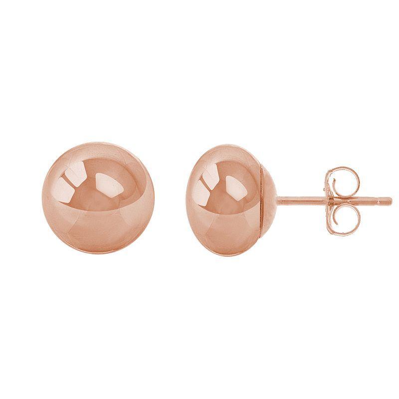 14K Rose Gold 8mm High Polish Button Ball Earrings, Womens, Pink Product Image