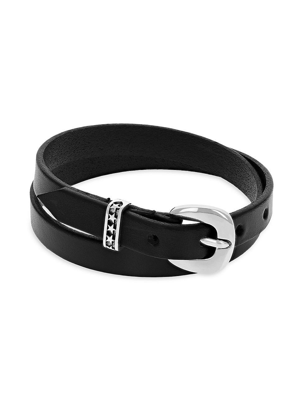 Mens Double Wrap Leather Bracelet Product Image