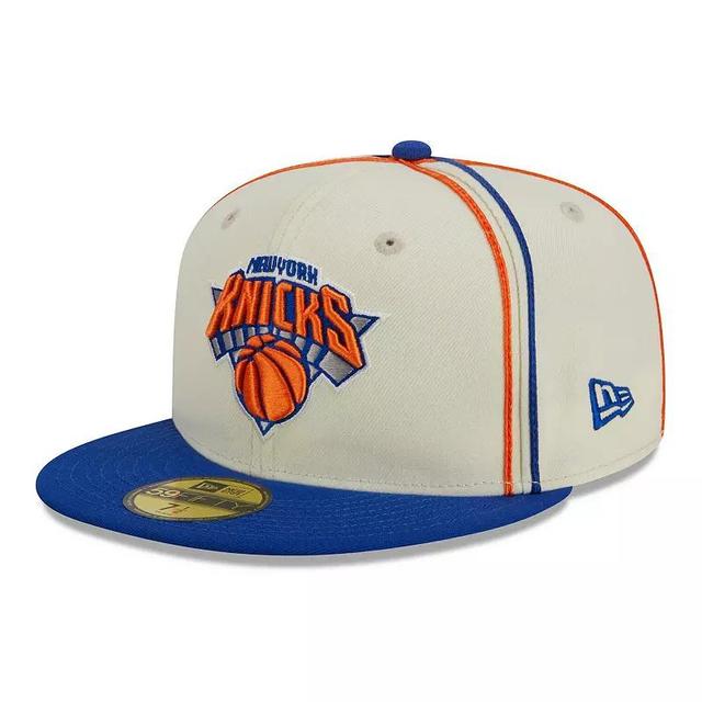 Mens New Era Cream/Blue New York Knicks Piping 2-Tone 59FIFTY Fitted Hat Product Image