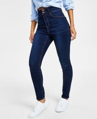 Curvy Double Button High Rise Skinny Jeans Product Image