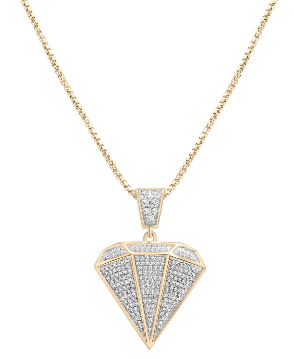 Mens Diamond Pave Shaped 22 Pendant Necklace (1/2 ct. t.w.) in 14k Gold-Plated Sterling Silver Product Image