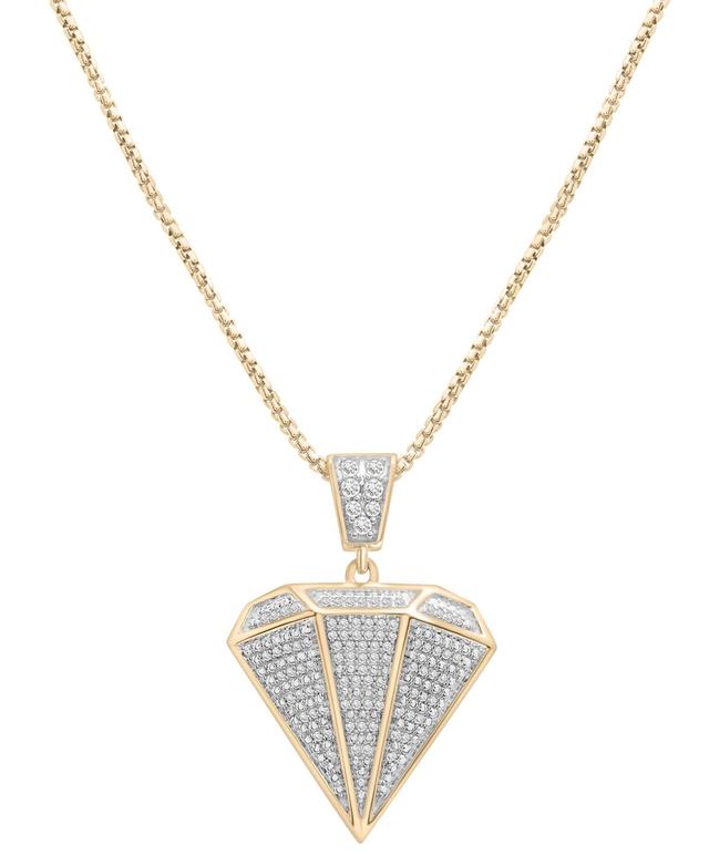 Mens Diamond Pave Shaped 22 Pendant Necklace (1/2 ct. t.w.) in 14k Gold-Plated Sterling Silver Product Image