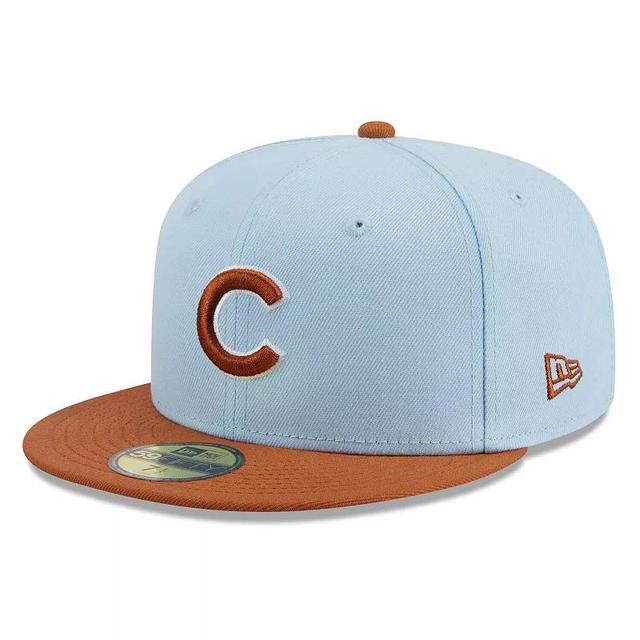 Mens New Era Blue/Brown Chicago Cubs Spring Color Basic Two-Tone 59FIFTY Fitted Hat Product Image