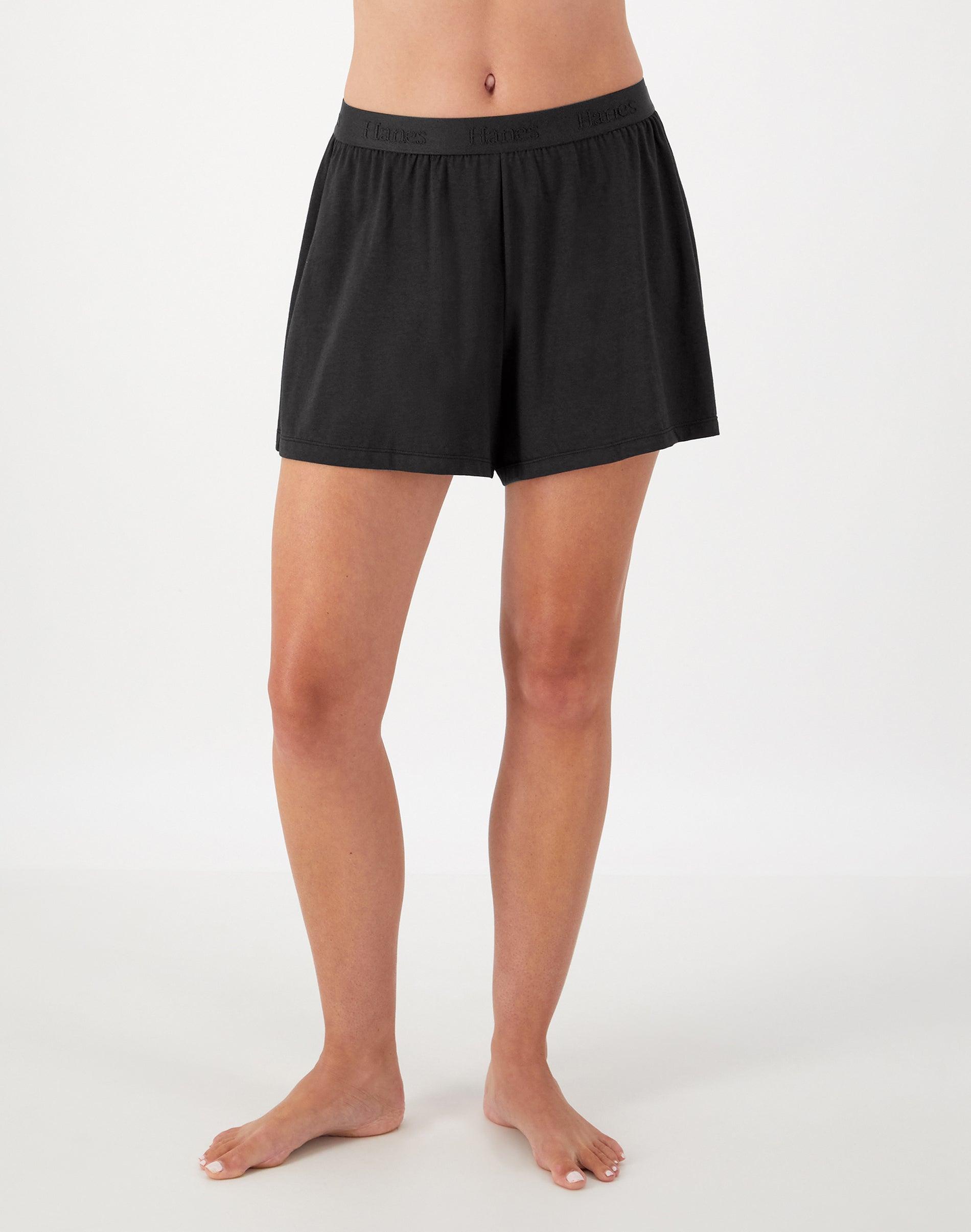 Hanes Originals Womens SuperSoft Comfywear Sleep Shorts, 3.25 Black L Product Image