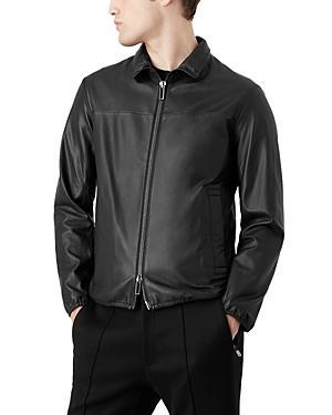 Mens Mockneck Leather Jacket - Nero - Size 42 - Nero - Size 42 Product Image