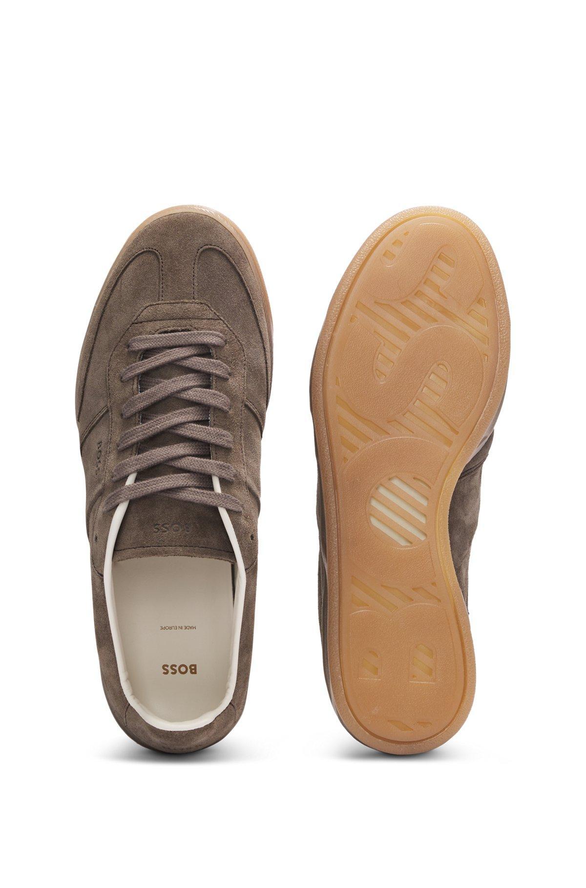 Suede lace-up trainers with logo detail Product Image