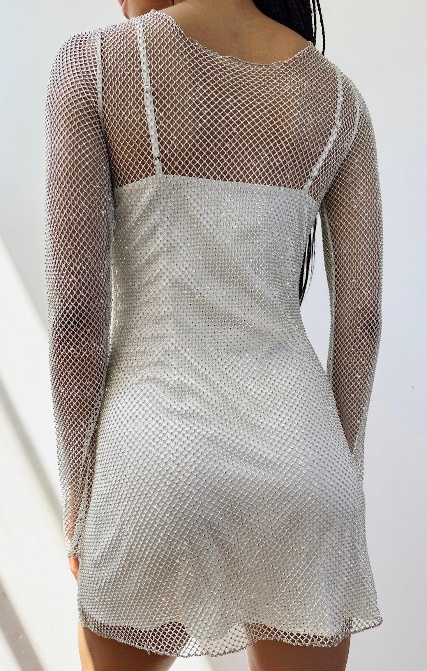 Iconic Mini Dress ~ White Glitz Product Image