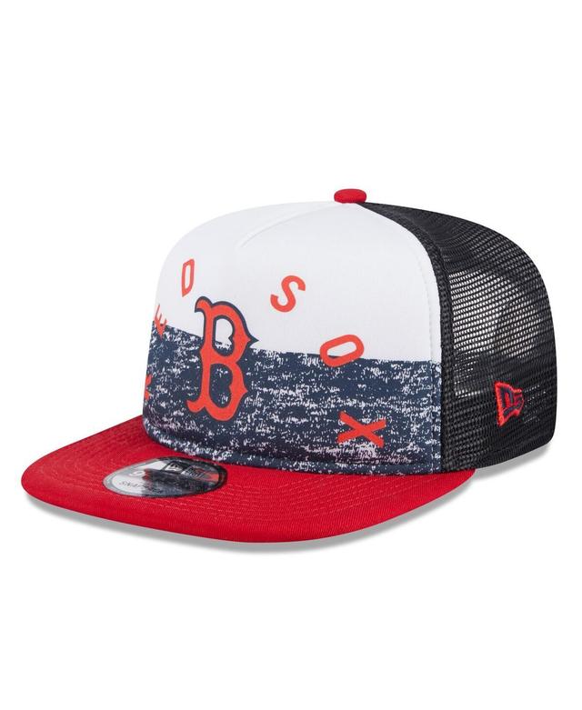 Mens New Era White/Red Boston Red Sox Team Foam Front A-Frame Trucker 9FIFTY Snapback Hat Product Image