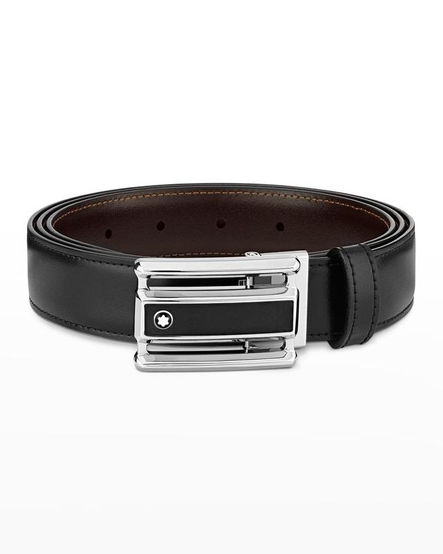 Montblanc Rectangular Cut-Out Buckle Reversible Leather Belt Product Image