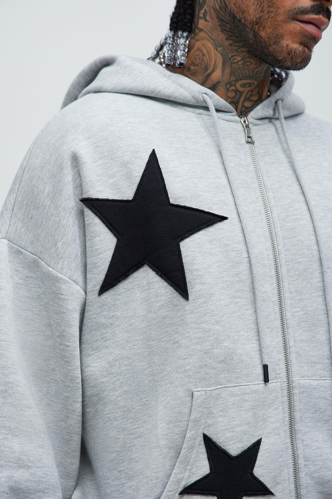 Tyson Stars Oversized Hoodie - Heather Grey Product Image