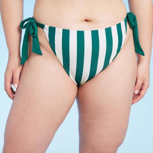 Womens High Leg Side-Tie Cheeky Bikini Bottom - Shade & Shore Striped X Product Image