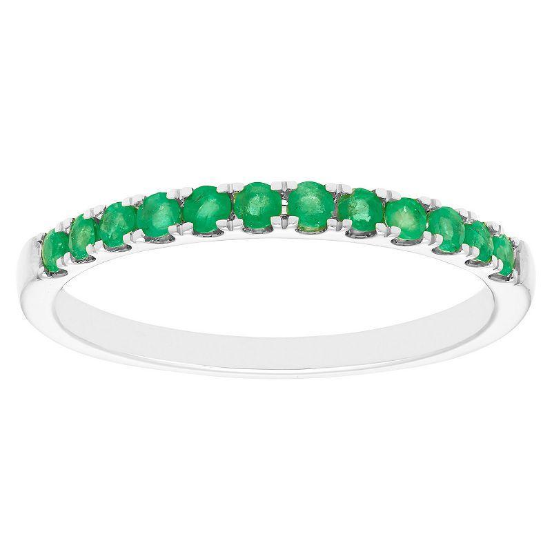 Boston Bay Diamonds 10k White Gold Gemstone Stacking Ring, Womens Green Product Image