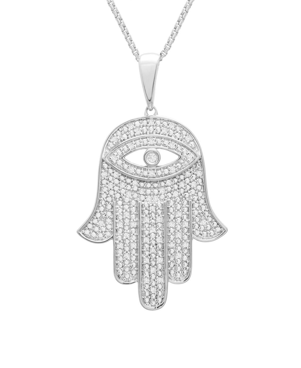 Mens Diamond Hamsa Hand 22 Pendant Necklace (1/4 ct. t.w.) in 14k Gold-Plated Sterling Silver or Sterling Silver Product Image