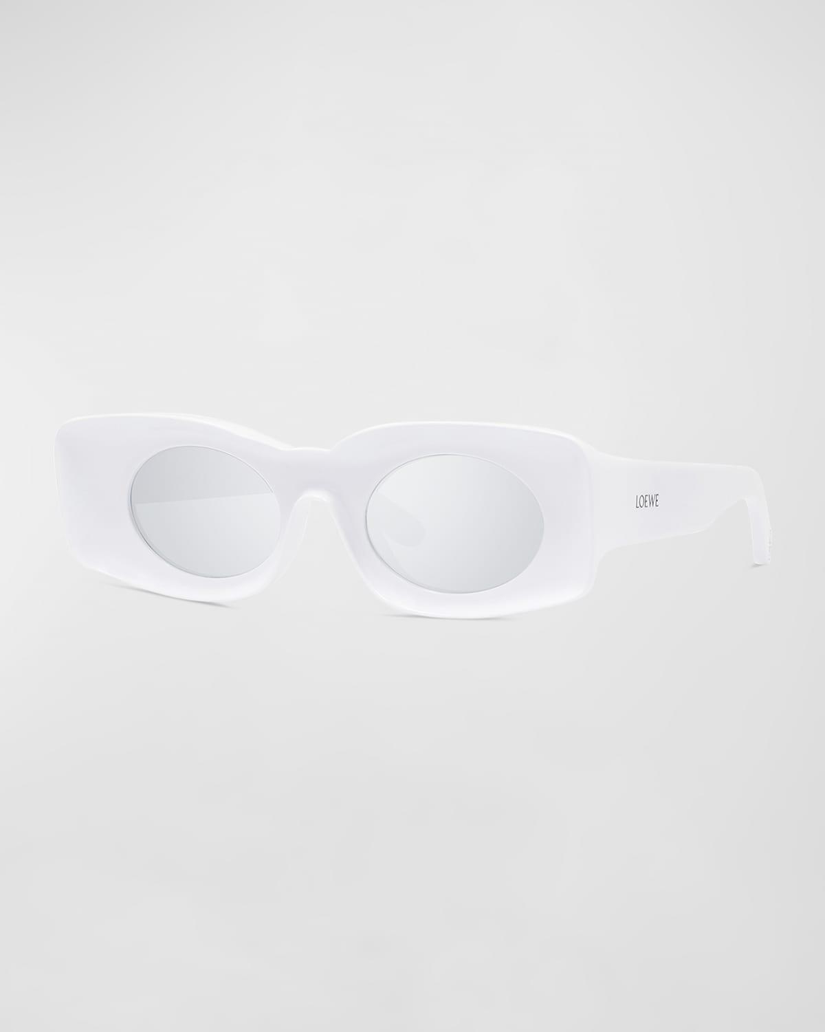 Mens Geometric Logo Acetate & Plastic Rectangle Sunglasses Product Image