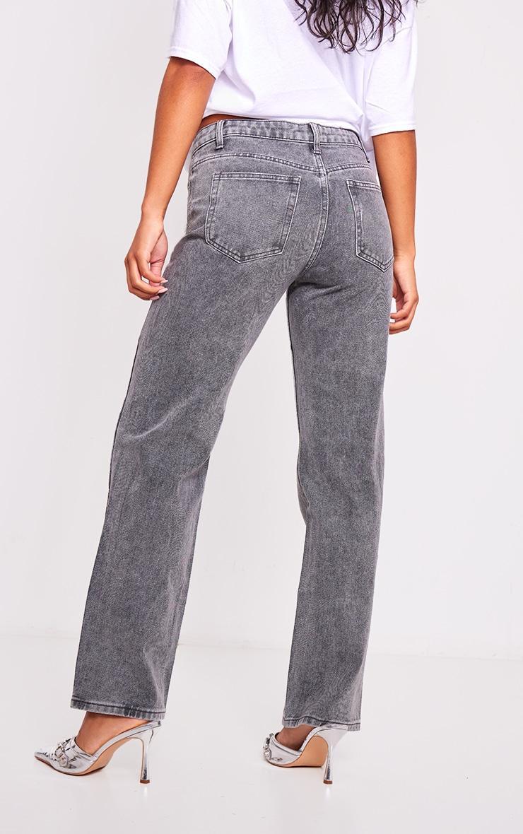 Washed Grey Diamante Straight Leg Jeans Product Image