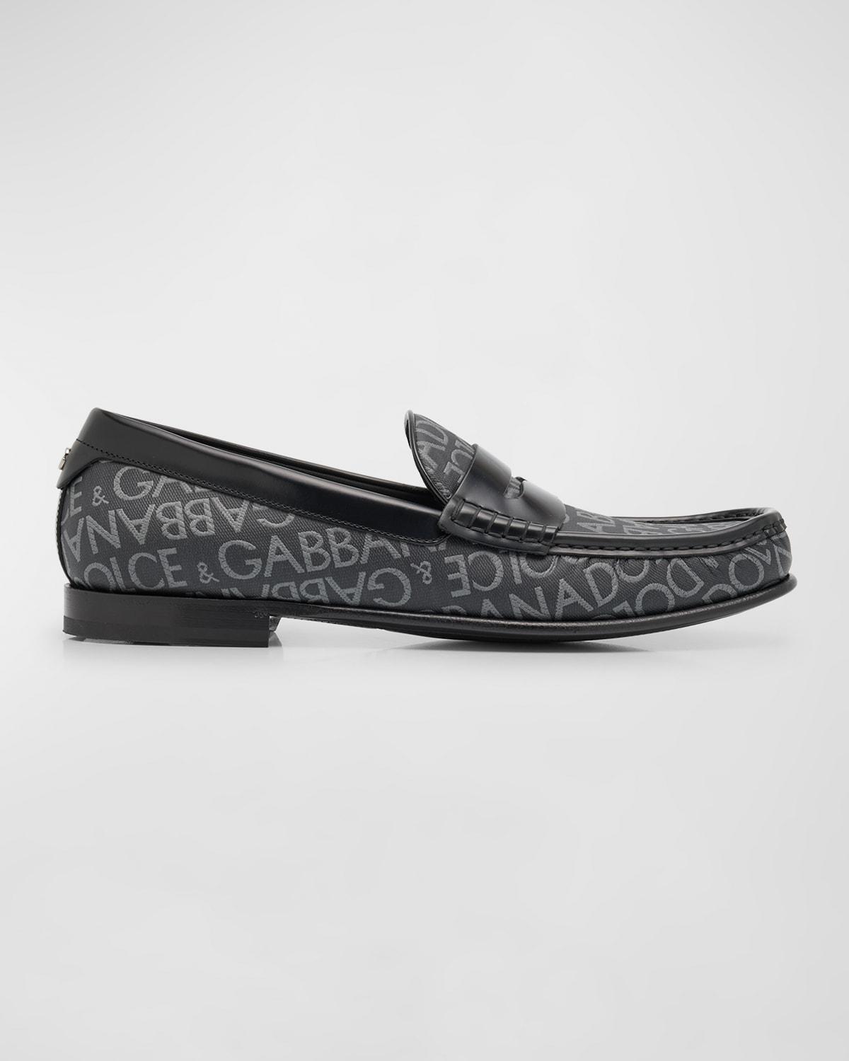 Mens Jacquard and Leather Penny Loafers Product Image