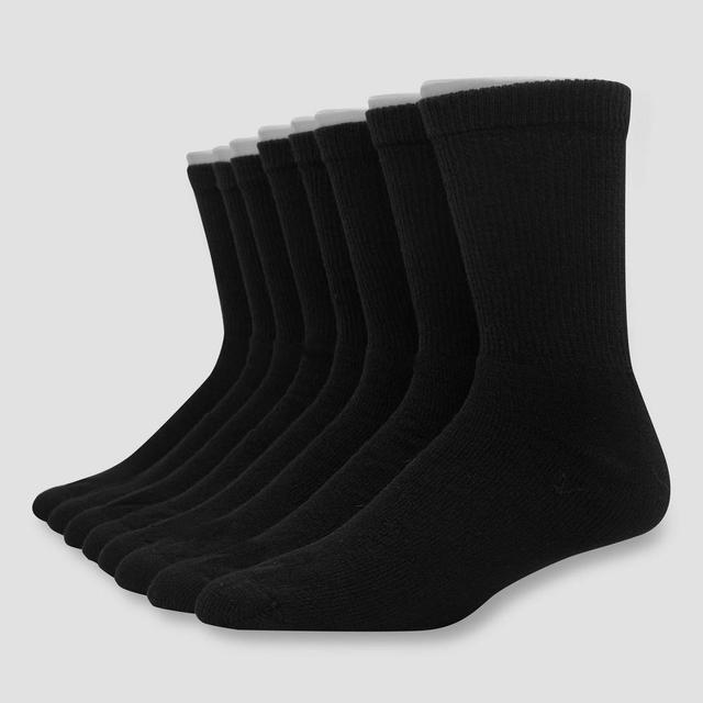 Mens Hanes 8pk Crew Socks with FreshIQ - Black 6-12 Product Image