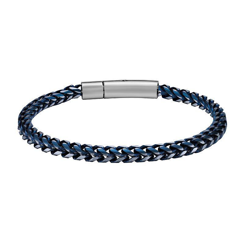 Mens LYNX Ion-Plated Stainless Steel Foxtail Chain Bracelet Blue Product Image