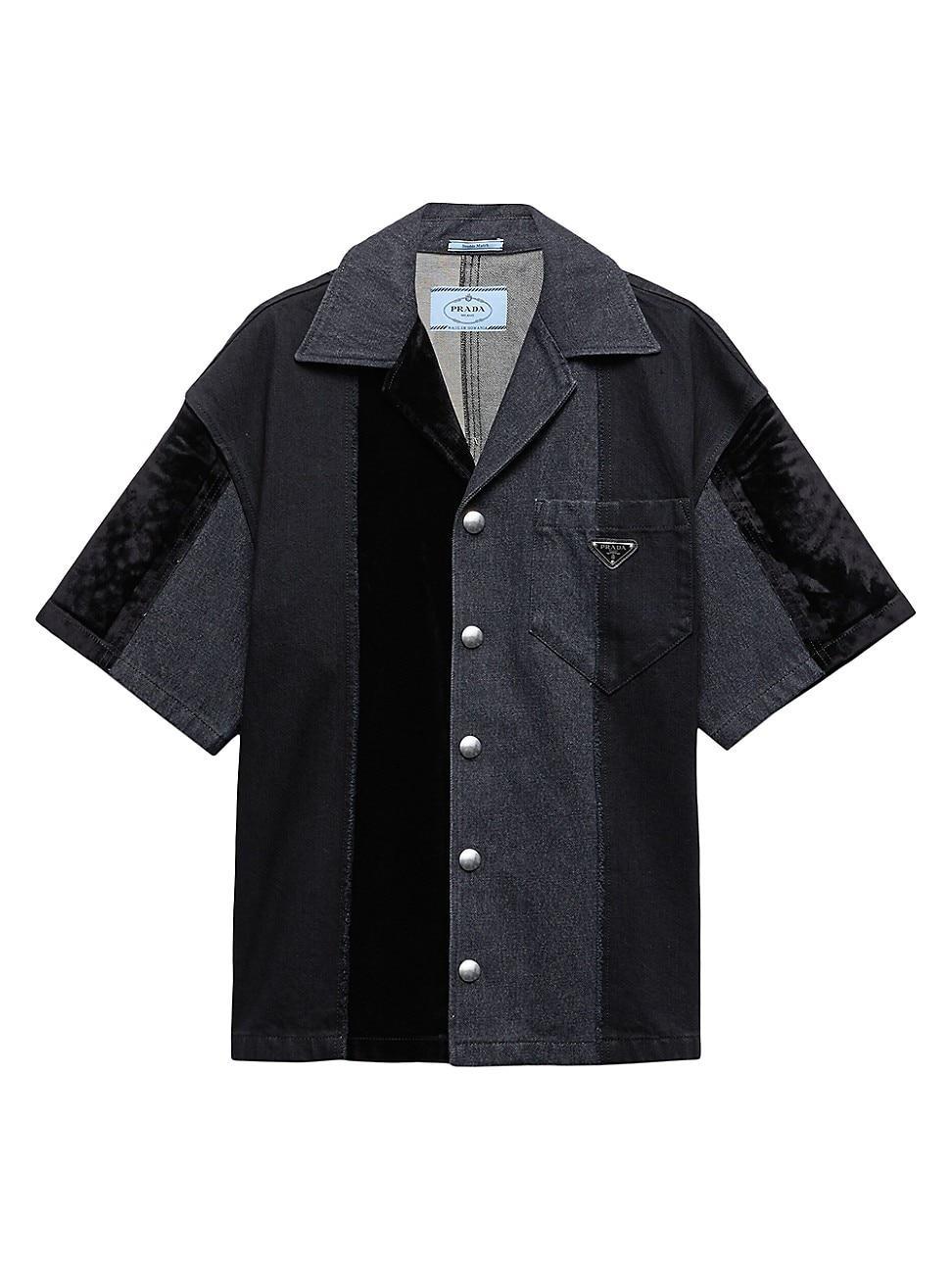 Mens Denim Patchwork Shirt Product Image