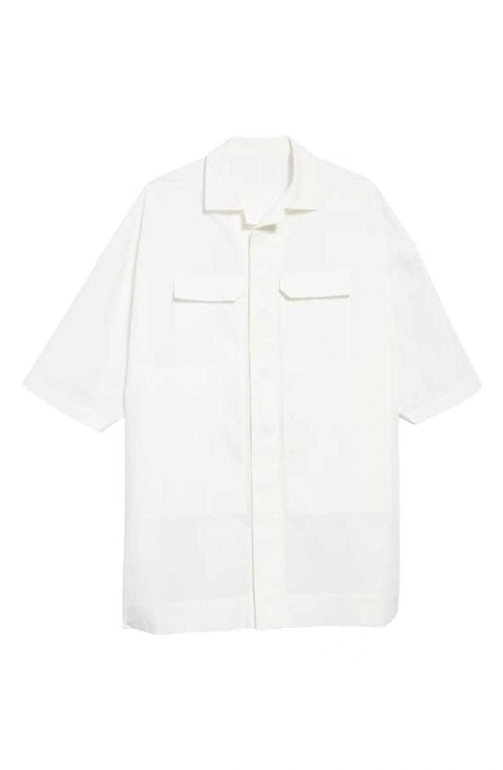 RICK OWENS Magnum Tommy Oversize Cotton Shirt In White Product Image