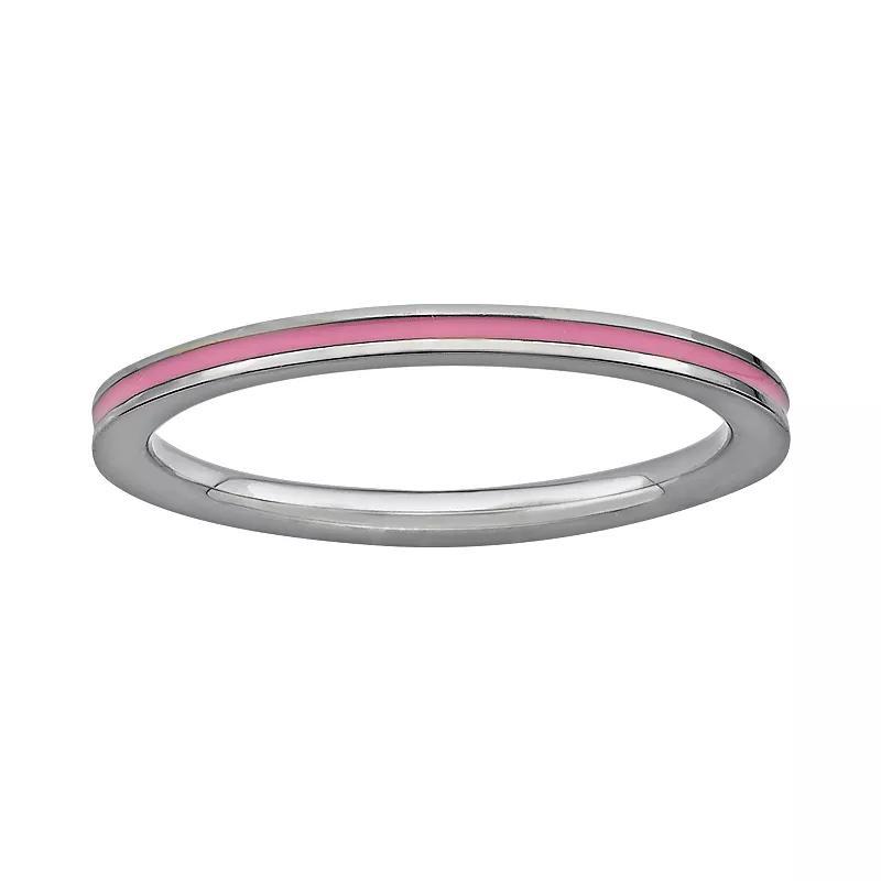 Stacks & Stones Sterling Silver Pink Enamel Stack Ring, Womens Product Image