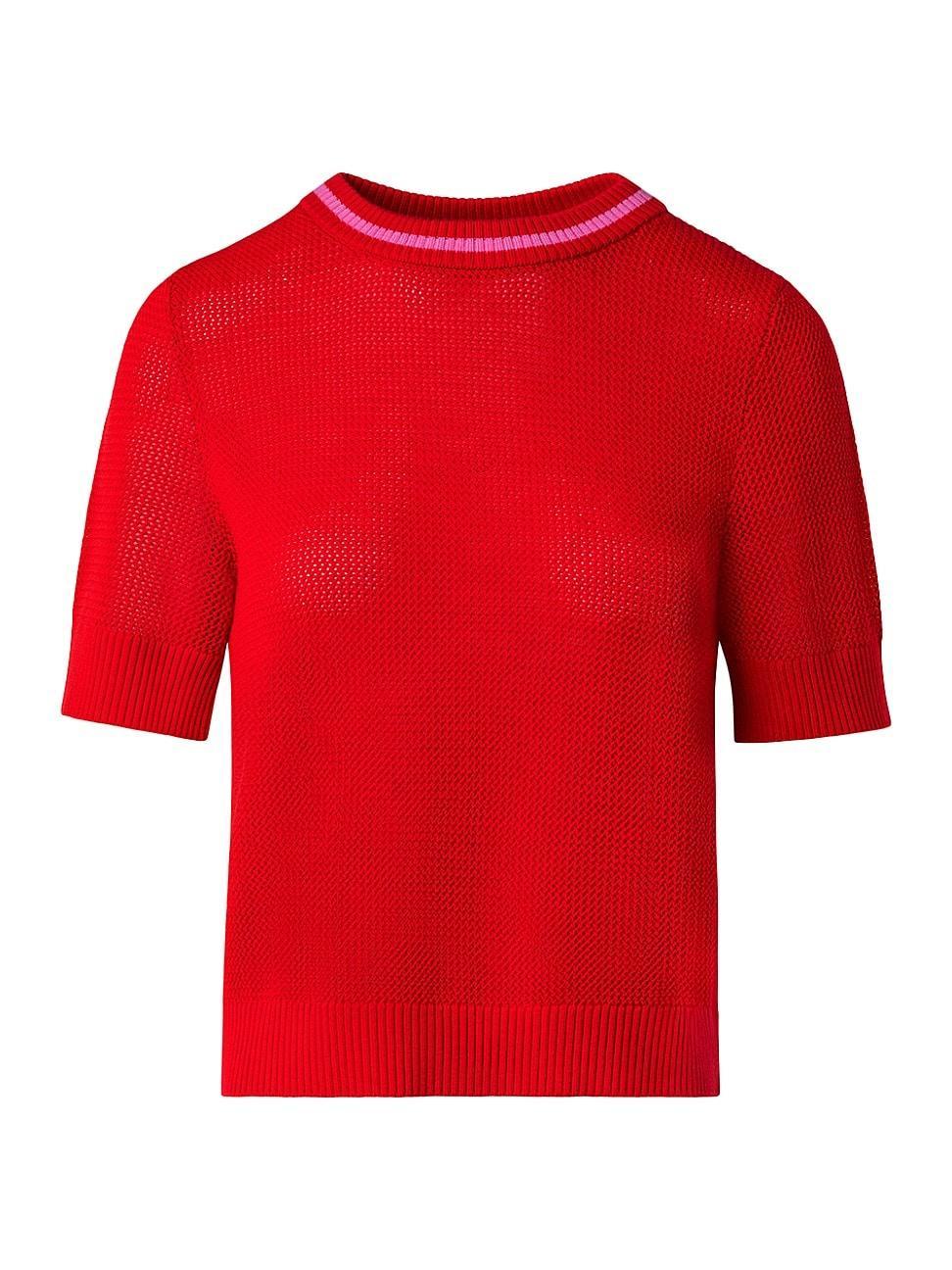 Womens Short-Sleeve Wool Knit Sweater product image