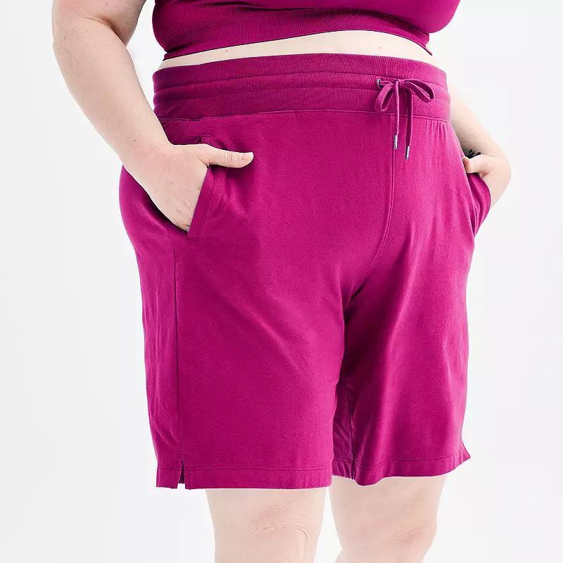 Plus Size Tek Gear Essential Bermuda Shorts, Womens Med Purple Product Image